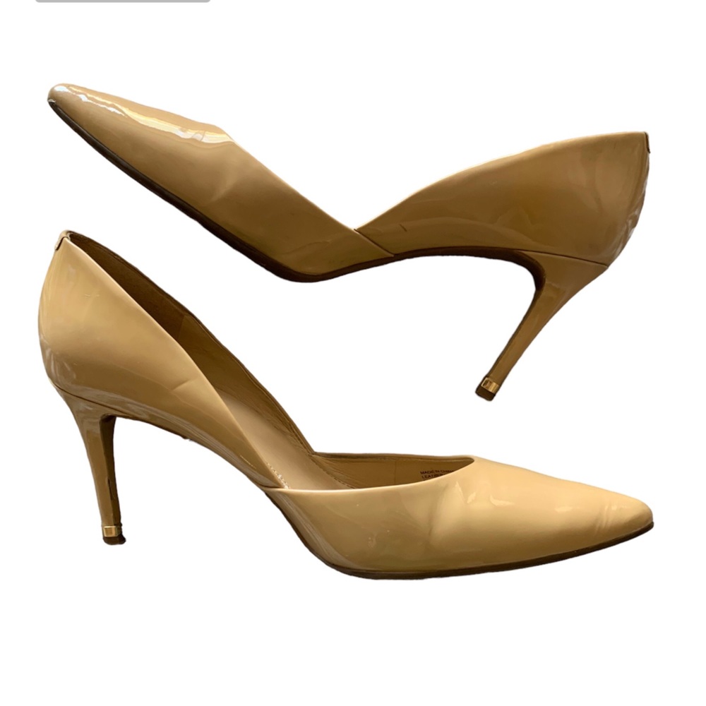 Michael Kors Nude Patent Leather Stiletto High Heel Pointed Toe Pumps 8